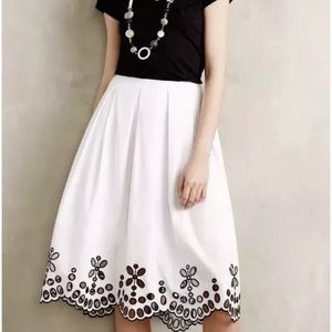 Anthropologie Poplin Eyelet Skirt Sz 6